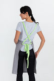 Bella Ash Grey 70 x 86cm - Lime Straps Bib Apron Poly/ Cotton AC-BELLA01-06