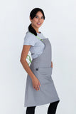 Bella Ash Grey 70 x 86cm - Lime Straps Bib Apron Poly/ Cotton AC-BELLA01-06