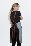 Bella Ash Grey - 70 x 86cm Tan Straps Bib Apron AC-BELLA01-03