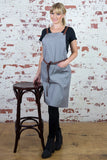 Bella Ash Grey - 70 x 86cm Tan Straps Bib Apron AC-BELLA01-03