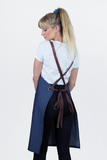 Bella Blue 70 x 86cmTan Straps Bib Apron AC-BELLA02-03