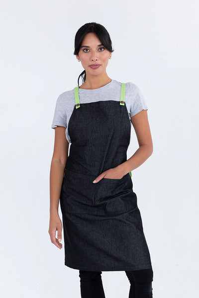 Bella Charcoal Grey - Lime Straps Bib Apron 70 x 86cm AC-BELLA04-06