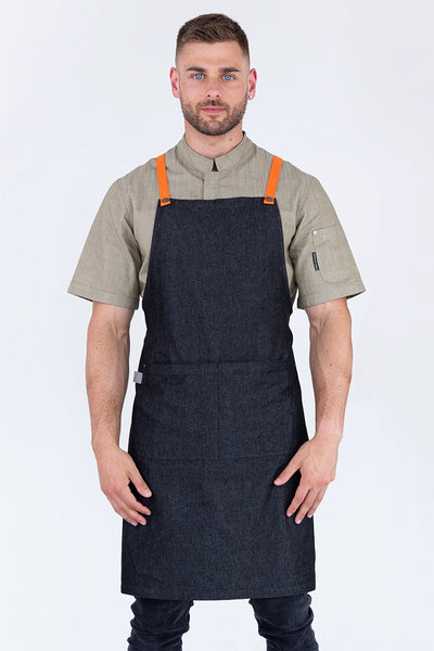 Bella Charcoal Grey - Orange Straps Bib Apron 70 x 86cm AC-BELLA04-08