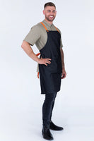 Bella Charcoal Grey - Orange Straps Bib Apron 70 x 86cm AC-BELLA04-08