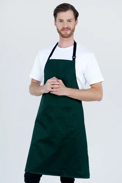 Professional Chef Bib Dark Green Apron With Pocket 70 x 86cm AC-10817P