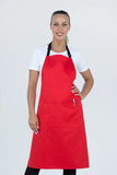 Chef Bib Red Apron With Pocket Cotton AC-10819P