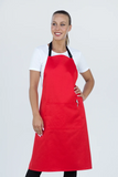 Chef Bib Red Apron With Pocket Cotton AC-10819P