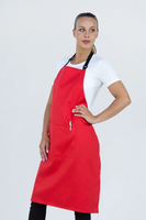 Chef Bib Red Apron With Pocket Cotton AC-10819P