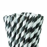 Paper Drinking Straw Cocktail Black & White Stripe Box 2500 Straws