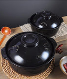 Japanese Earthen Ceramic Porcelain Pot 2.5 LT Extra Thick Donabe Cooking Pot Black 24cm Casserole Stew Soup Pot