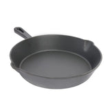 Black cast iron skillet pan 26cm with handle on a white background