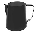 Black milk pitcher on a white background