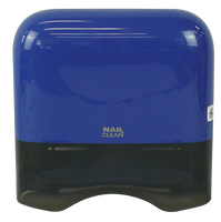 Blue and black hand dryer with 'NAB Clean' branding on a white background