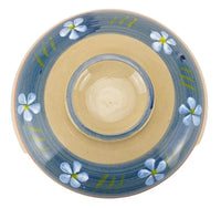 Japanese Ceramic Earthen Clay Pot Donabe Cooking Blue Floral 27cm Hand Made 3.3Lt Casserole Stew Soup