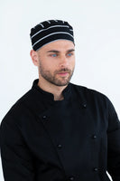 Chefs Box Hat Black/White Stripe HAT-BOXBW