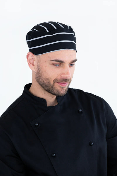 Chefs Box Hat Black/White Stripe HAT-BOXBW