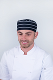 Aussie Chefs Box Hat Navy/White Stripe