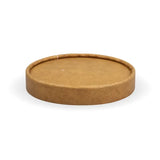 A circular brown kraft paper lid for a 250ml / 8oz bowl.