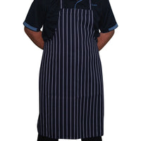 PINSTRIPE NAVY WHITE  BIB BUTCHERS APRON POLYSTER P154-NWP