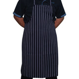 PINSTRIPE NAVY WHITE  BIB BUTCHERS APRON POLYSTER P154-NWP