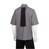 Chef Works Medium Chef Coat, Gray Short‑Sleeve, 65/35 Poly/Cotton Twill, Vent Back VSSS-GBC-M