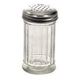 parmesan cheese shaker glass with chrome perforated lid 