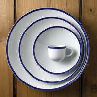 Round Coupe Bowl White Retro with Blue Rim Diameter  310mm 2400ml Churchill