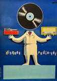 Disques Radio Tele in Light Wood Timber Frame French Vintager Poster Mint Condition