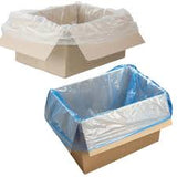 Cardboard box with a plastic bag inside on a white background