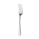 Silver  dessert fork on a white background