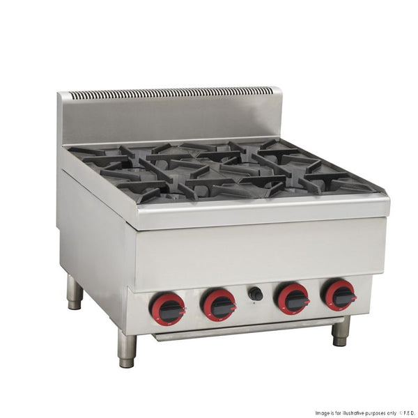 GASMAX Benchtop LPG 4 Burner Cooktop w/ Splashback