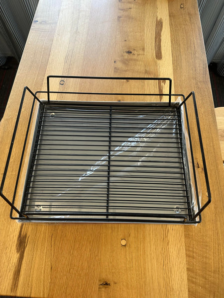 Glass Basket Tray Square Black High Sided With S/S Drip Tray  PUBTRAY-SQSET