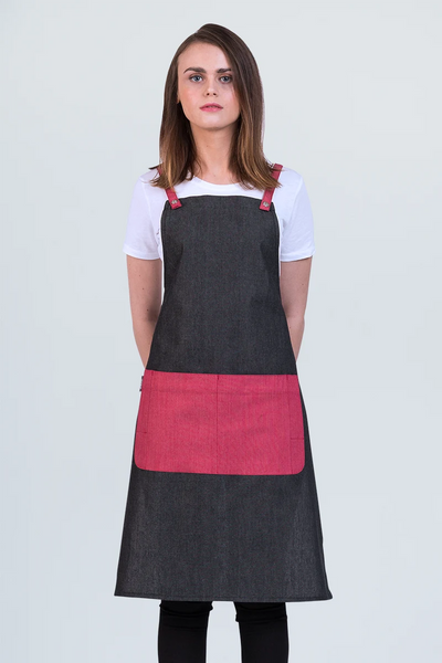 Grey Combo Cotton Cherry Bib Apron 70 x 86cm PROEGREY13