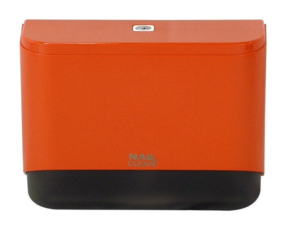 Orange and black rectangular mini hand towel dispenser plastic 