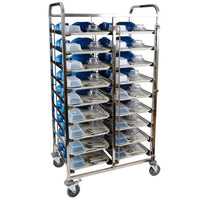 blue food healthcare serving trays and trolley 