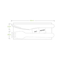 Biopak 16cm Wood Knife, Fork, Napkin, Salt & Pepper set HY-16KFNSP x 400 Sets