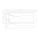 Biopak 16cm Wood Knife, Fork, Spoon & Napkin Set HY-16KFSN x 400 Sets