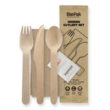Bio 16cm Wood Knife, Fork, Spoon, Napkin, Salt & Pepper set HY-16KFSNSP x 400 Sets