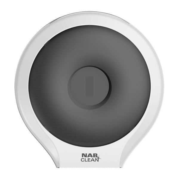 White and grey single ABS JUMBO TOILET ROLL HOLDER with 'NAB Clean' branding on a white background