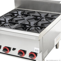 GASMAX Benchtop LPG 4 Burner Cooktop w/ Splashback JUS-TR-4BLPG