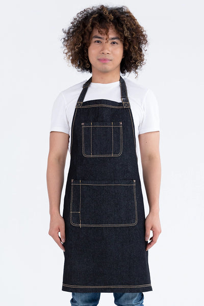Leo Denim Black Bib Apron  AC-LEO01