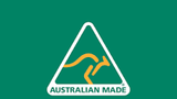 Australian Made logo on a green background