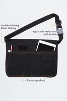Mia Cotton Denim Utility Pouch Black Waist Apron 3 Pocket 38cm x 26cm AC-POUCH05