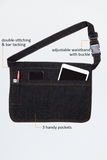 Mia Cotton Denim Utility Pouch Black Waist Apron 3 Pocket 38cm x 26cm AC-POUCH05