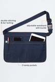 Mia Utility Pouch Navy Waist Apron 3 Pocket 38cm wide x 26cm deep AC-POUCH06
