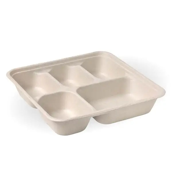 Biopak 5-Compartment Large Natural Plant Fibre Takeaway Base 