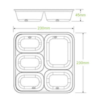 Biopak 5-Compartment Large Natural Plant Fibre Takeaway Base B-LB-5C-N-LARGE x 300 Takeaways