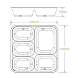 Biopak 5-Compartment Large Natural Plant Fibre Takeaway Base B-LB-5C-N-LARGE x 300 Takeaways
