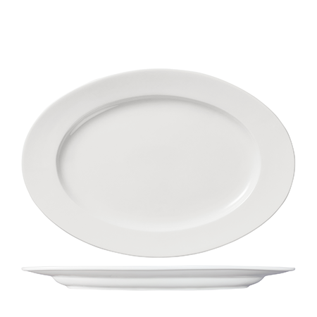 Oval Dinner Platter Plate White Sheffield Wide Rim 36.2cm x 26cm