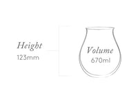Plumm Stemless Crystal Glass Red B+ 670ml Height 125mm
